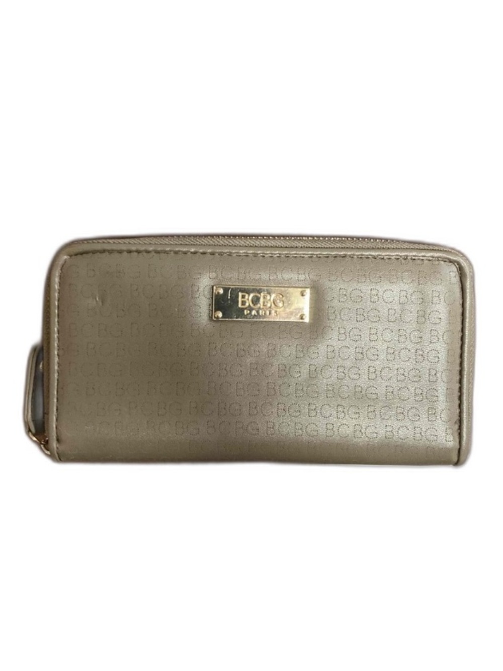 BCBG Paris Tan Leather Zip-Around Wallet VGC
